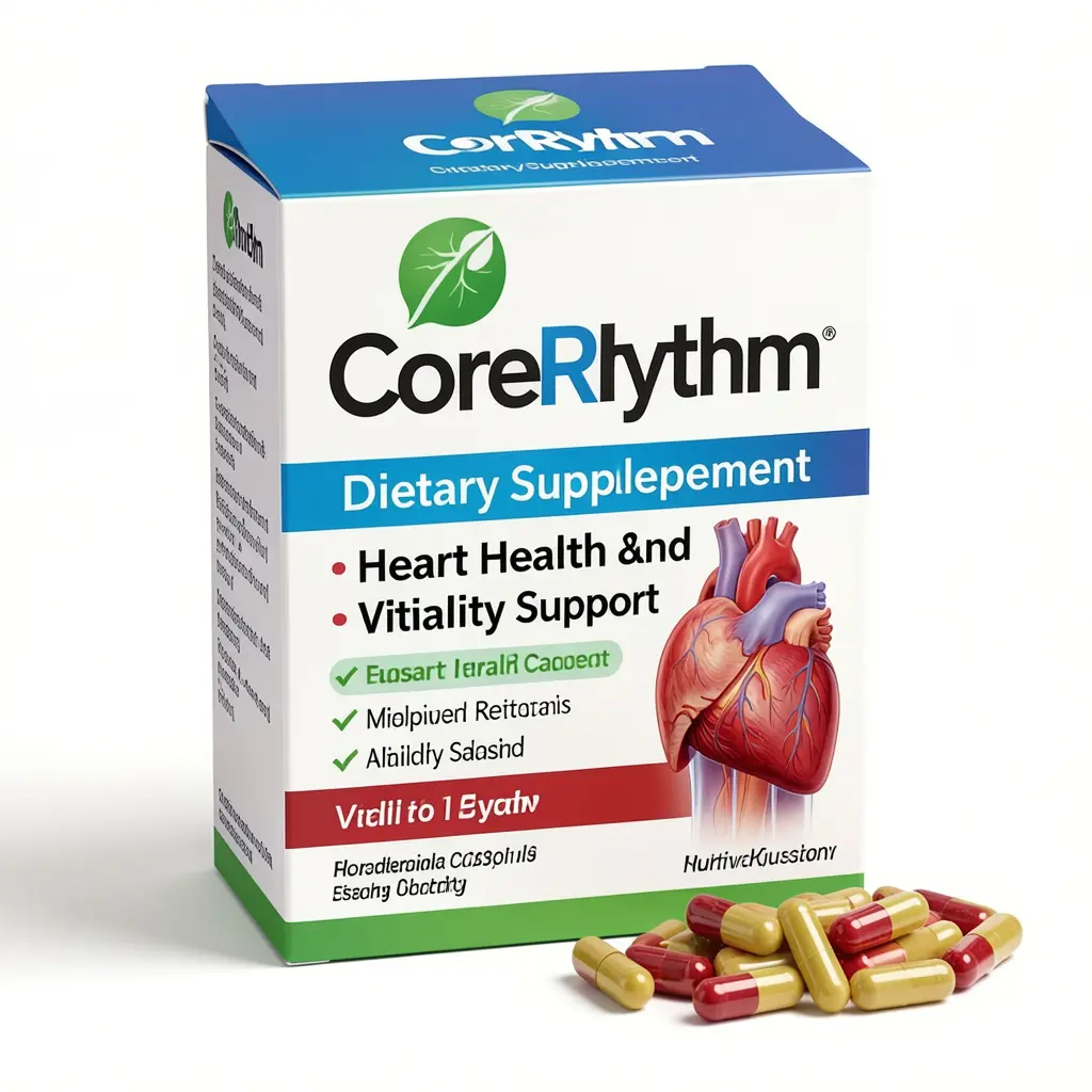 CoreRhythm dietary supplement package with capsules for daily wellness and vitality support